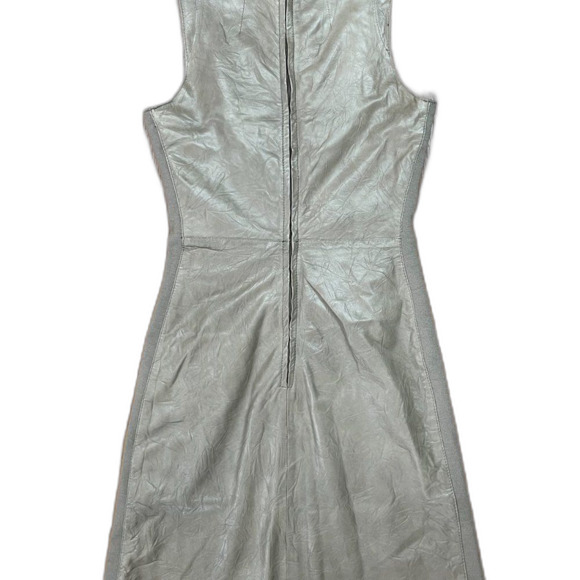 Vintage CIGNO NERO Green Real Leather Sleeveless Sheath Dress Women's Size EU 34 - Picture 6 of 9